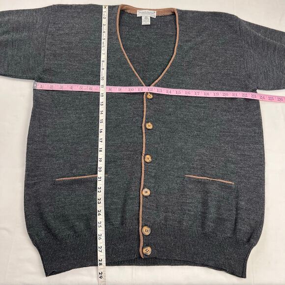 Tricots St. Raphael Vintage Wool Gray Tan Cardigan Sweater Men's size Large - Picture 4 of 5